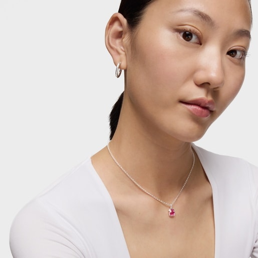 Collar corto de plata y rubí creado en laboratorio Icon Color LGG