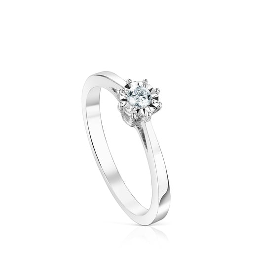 White gold TOUS Les Classiques Ring with small Diamond rosette. 0,10ct