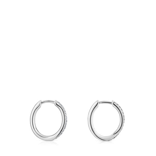 White gold hoop earrings with diamonds New Hav