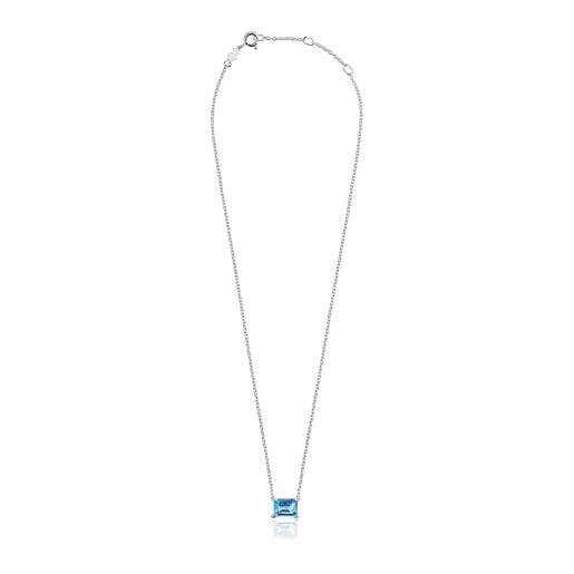 Silver Color Pills Necklace with topaz