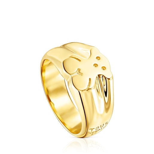 Silver Vermeil Sweet Dolls bear Signet ring | TOUS