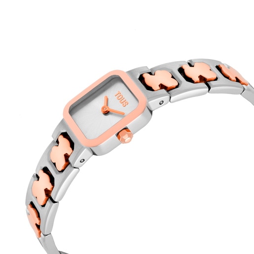 Analog watch with steel and rose-colored steel bracelet Icon Time