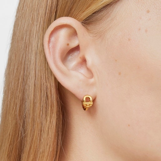 Hoop earrings with 18kt gold plating over silver and motif TOUS MANIFESTO
