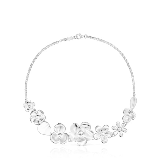 Halskette Fragile Nature aus Silber mit Blumen