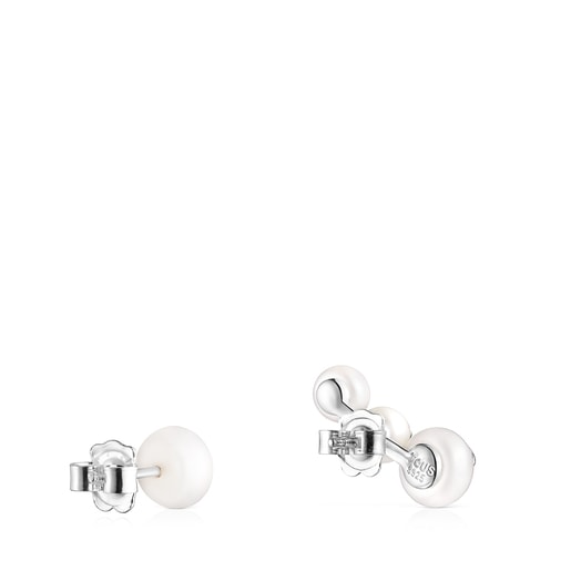 Silver and Pearl Icon Pearl Earrings