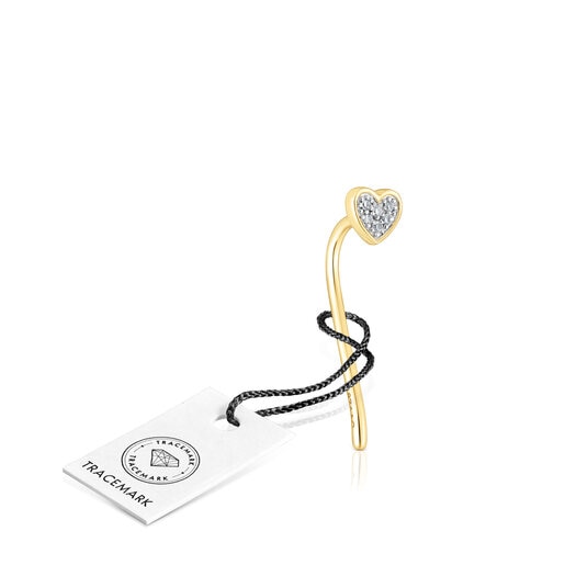 Gold San Valentín 1/2 Earring with diamonds and a heart motif