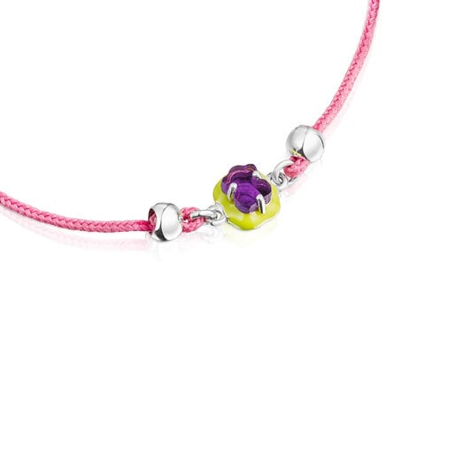 Bracelet TOUS Vibrant Colors en corde rose avec améthyste et émail