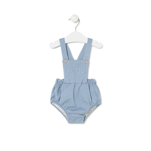 Dungarees-style baby romper in Classic blue