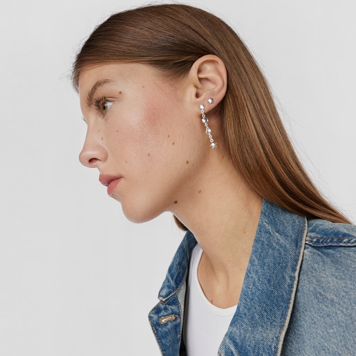 シルバーのピアス3個セット Bold Motif