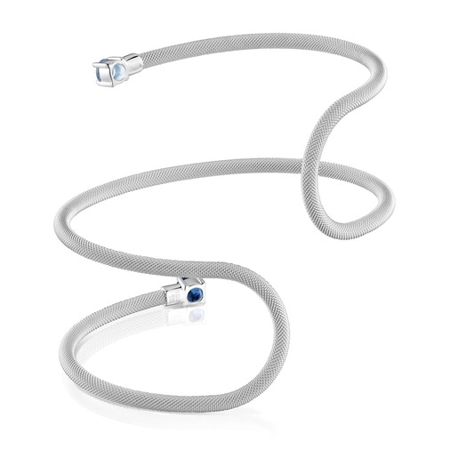 Silver and lab-grown gemstones double Bangle TOUS Mesh LGG