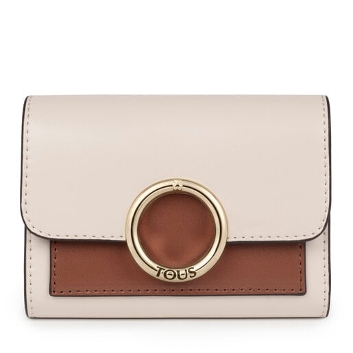 Billetera pequeña Audree beige y marrón