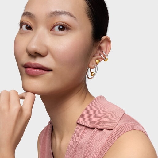 Aretes doble aro bicolor motivo corazón TOUS Flechazo