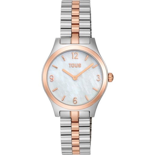 Analog Watch with steel and rose-colored steel bracelet, and mother-of-pearl face TOUS EPIC ICON