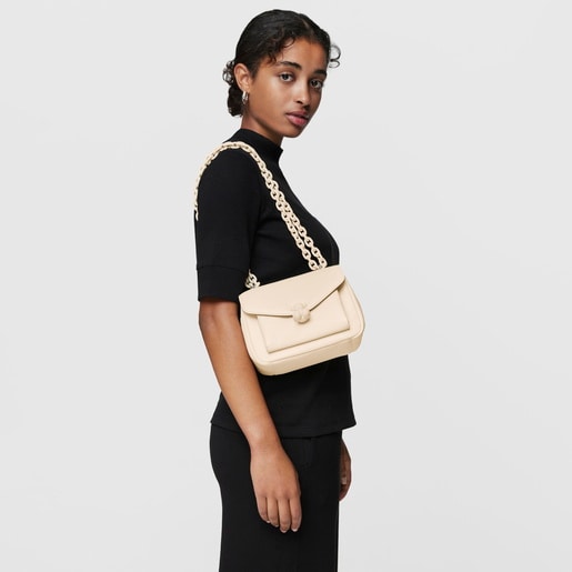 Small beige leather Crossbody bag TOUS Bold Bear