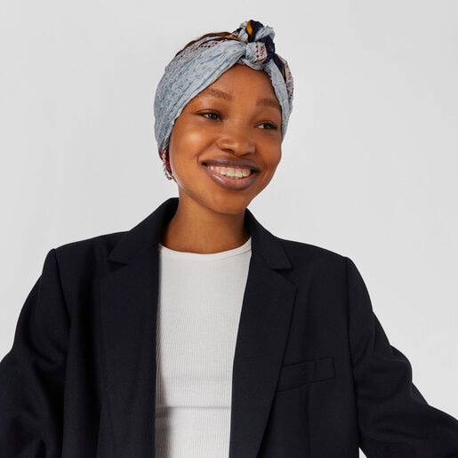 Blue silk TOUS Emmeline Crinkled Scarf