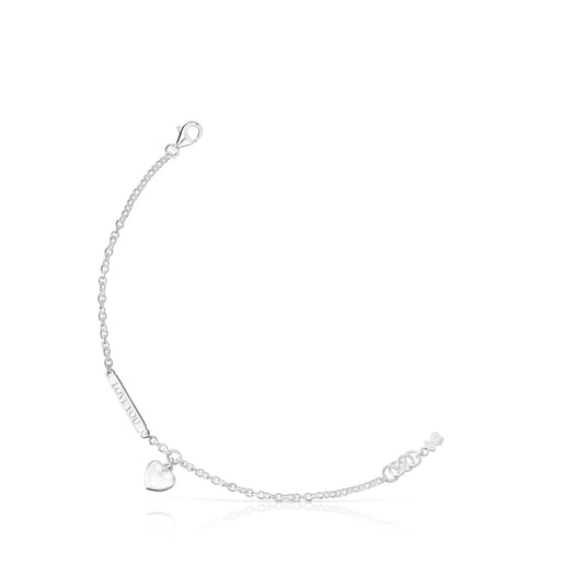 Pulsera corazón y placa plata