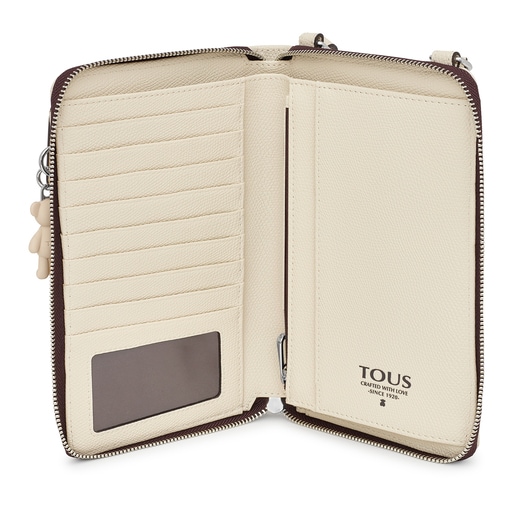 جراب تعليق الهاتف المحمول TOUS Funny باللون البيج مع محفظة