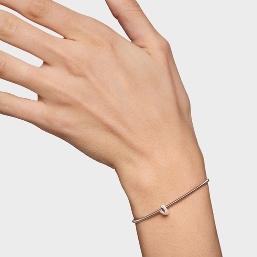 7 mm silver letter J Charm TOUS Mesh Tube