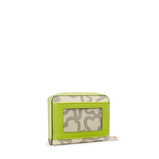 Medium beige and lime green Kaos Legacy Change purse