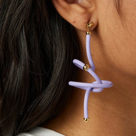 Lilac spiral and silver vermeil TOUS St. Tropez Caucho 1/2 Earring