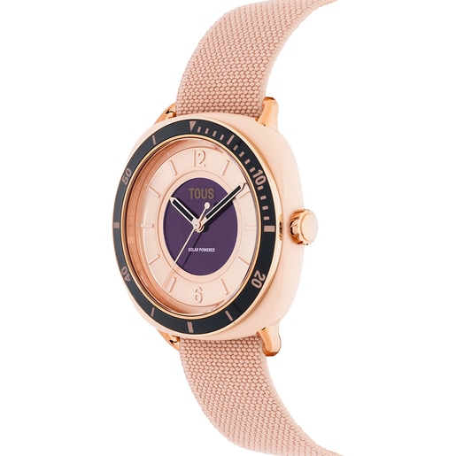 Nude-colored IPRG steel analog Watch with pink elastic bracelet Osier