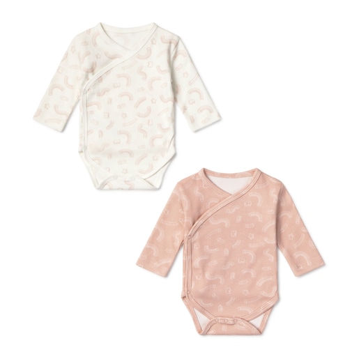 Tous - Pack Of Wrap-Over Baby Bodysuits In Arc Pink - Textil
