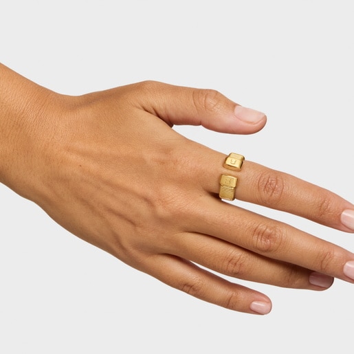 Anillo abierto de acero dorado Bulevard