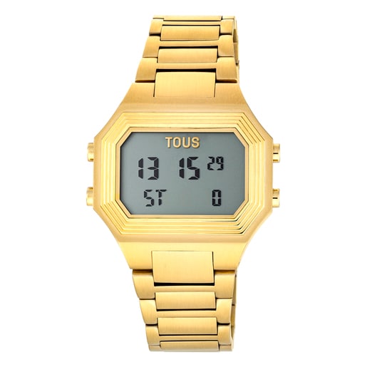 Bel-Air Digital watch with gold colored IP steel strap