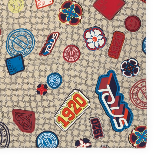 Beige Logogram Patch Scarf | TOUS