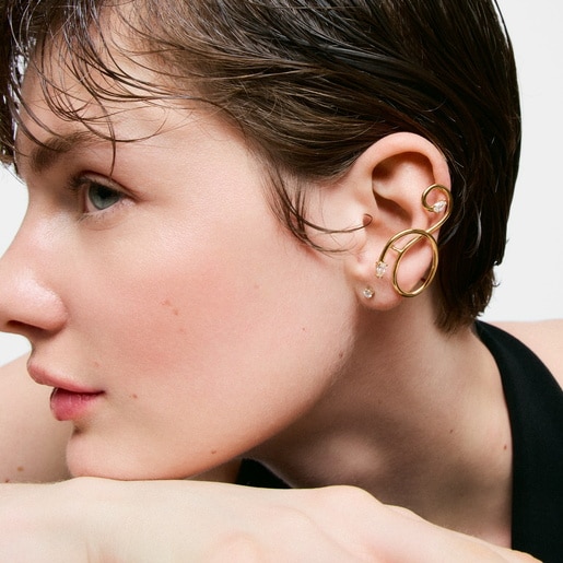 Bague d’oreille spirale en argent plaqué or 18 ct et diamants créés en laboratoire Lio LGD