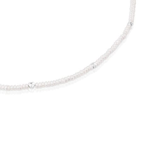 Collar corto con perlas cultivadas y motivos de plata Bold Motif