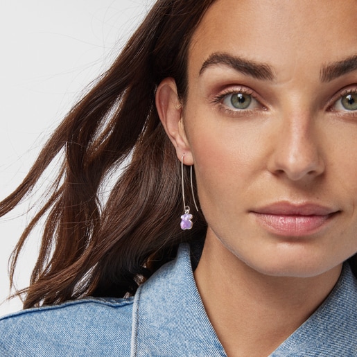 Длинные серебряные серьги Icon Color с аметистом