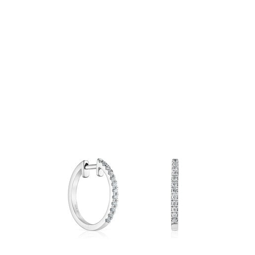 Short hoop earrings in white gold with 12.5 mm diamonds Les Classiques |  TOUS