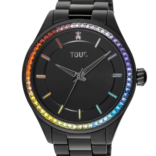 Tender Shine Analogue watch with black IP steel strap