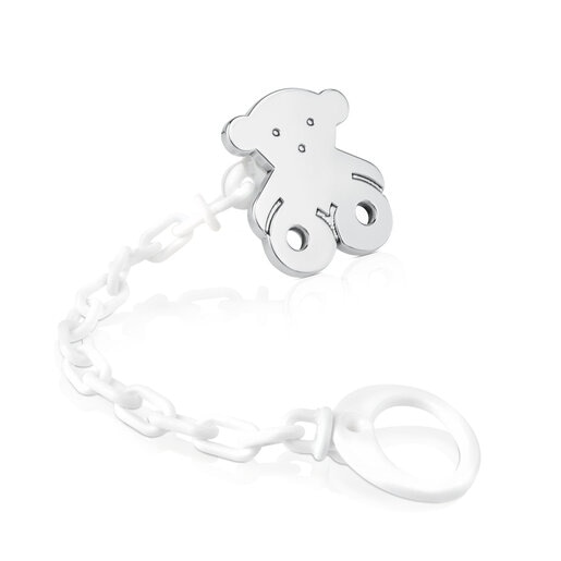 Silver Sweet Dolls large bear Pacifier clip