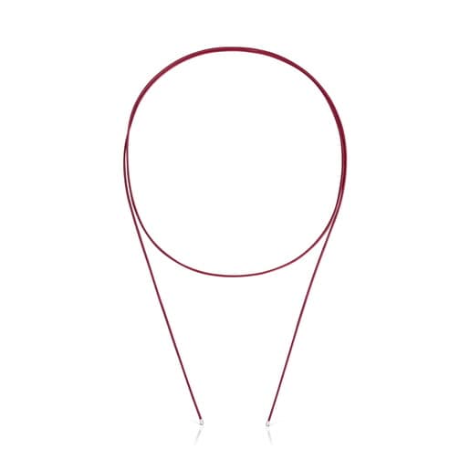 Collar largo de plata en color burdeos TOUS Basics