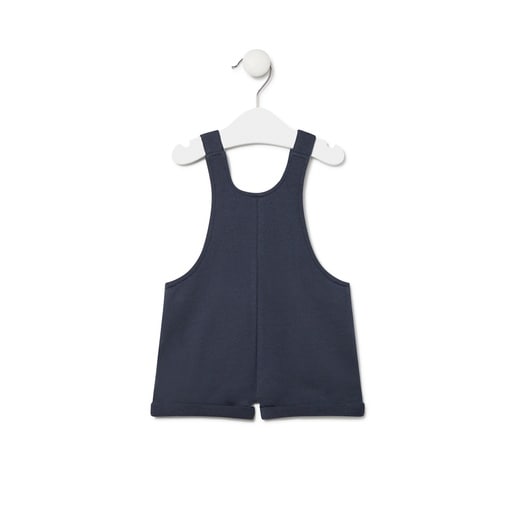 Dungarees-style baby romper in Classic navy blue