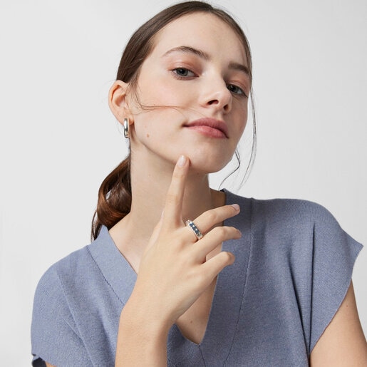 טבעת חותם דובונים Straight עשויה כסף