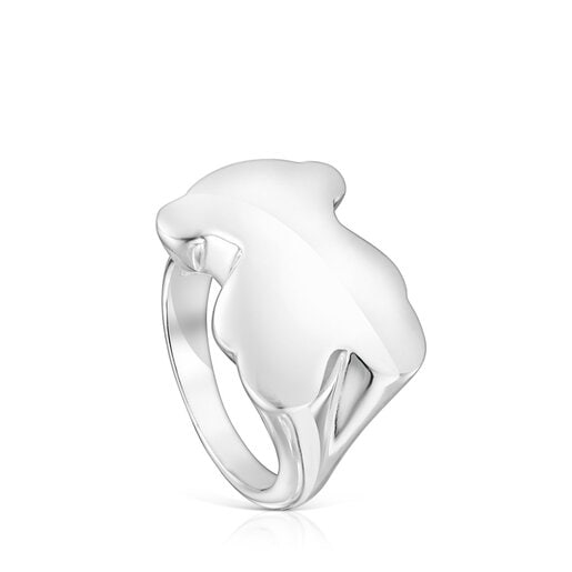 Strieborný Pečatný prsteň v tvare medvedíka Bold Motif