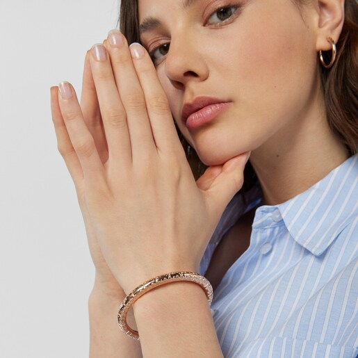 Pulsera Straight XL con baño de oro rosa 18 kt sobre plata