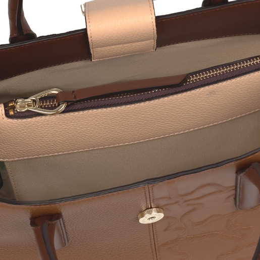 Большая сумка-city TOUS Icon из коричневой и бежевой кожи