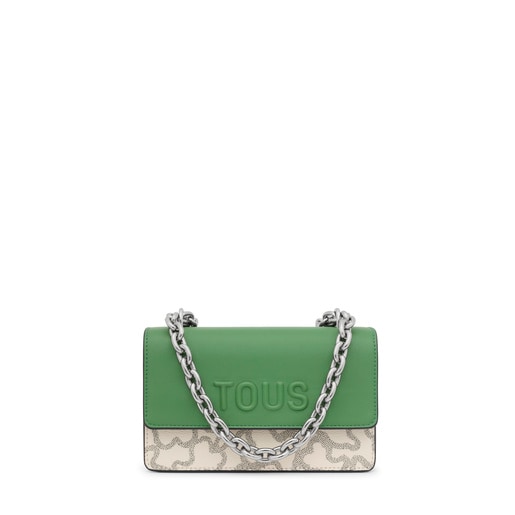 Kaos Icon small taupe and green Crossbody bag with flap