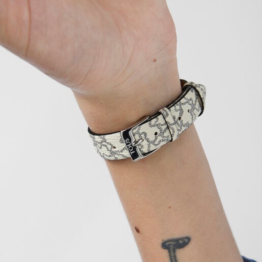 Reloj analógico Dai de acero con correa de piel Kaos beige