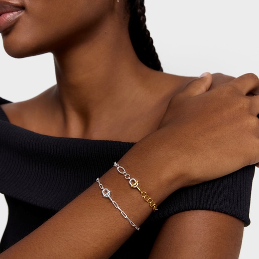 سوار TOUS MANIFESTO بسلسلة متدلية من الفضة