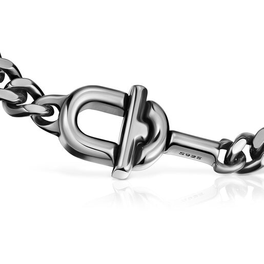 Pulsera de cadena barbada en plata dark silver 19 cm TOUS MANIFESTO