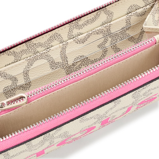 Billetera mediana beige y rosa Kaos Legacy