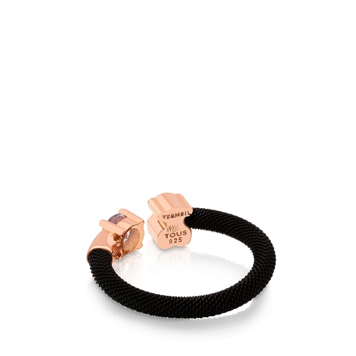 Bague Eklat en Acier et Argent Vermeil rose avec Topaze