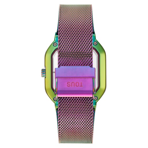 ساعة تناظرية ذات سوار من الصُلب باللون القزحي من تشكيلة D-Bear Party