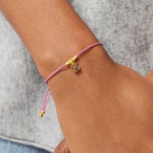 Браслет с медвежонком Luah из вермеля с кварцем на шнурке