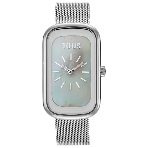 Reloj analógico con esfera de nácar y brazalete de acero T-Band Club